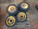 Hard rubber forklift wheels on rims