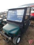 2008 EZ-GO MPT 1200 gas utility vehicle with grate enclosure and manual dump box, green