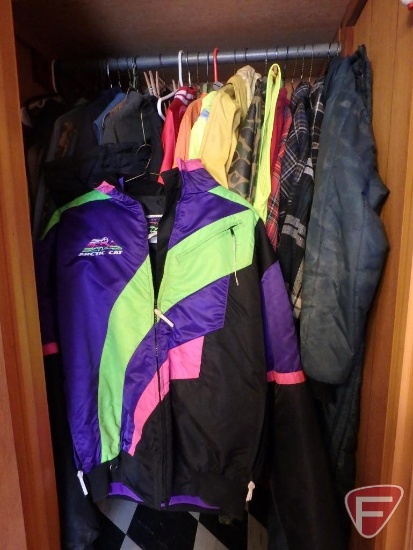 Arctic Cat jacket size XLT, coveralls, insulated shirts, rain gear, most are size XLT
