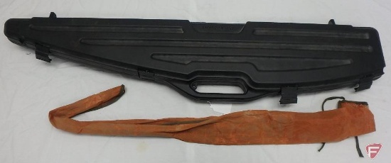 Doskosport hard plastic gun case, 51x8", and one gun sock