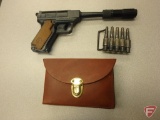 Plastic toy gun, cartridge belt buckle, belt pouch