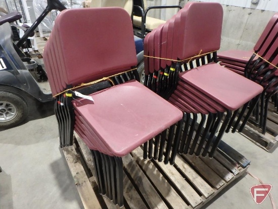 (13) stackable plastic and metal chairs