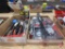 Prybar, wire brushes, combination wrenches, bit sets, pop riveter, measuring tape