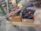 Level, spring clamps, saws, square, pipe wrench