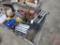 Side grinder 115v, Campbell Hausfeld air compressor, galvanized tool box, trailer lights