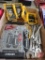 Open end wrench set, Husky 46 pc stubby combination wrench set, and (2) Dewalt driver sets
