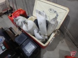 Poly fuel can, Igloo cooler, battery box, marine ropes, boat dock bumpers