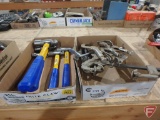 Ball peen hammers and vise grip clamps