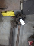 Pipe wrench and threading die handle