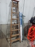 8' wood step ladder and (2) metal bed frames