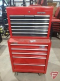 2pc Craftsman tool chest on casters, 13 drawers total