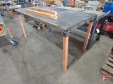 Wood workbench with steel frame, 78