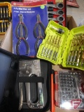 Husky 7pc stubby combination wrenches, 4pc mini pliers set, drill bits, staple gun, drivers
