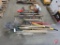 Lawn and garden tools; pitch fork, shovels, rakes, axe, level, electric weed whip,