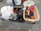 Generator, alternator, ac condenser, (3) parachutes, container of tire cleaners