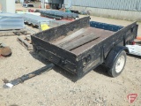 Single axle tilt-bed utility trailer with lights and wood sides, 50