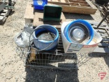 (2) kennels, heated water dishes, bolt-on feeders, stock tank de-icer