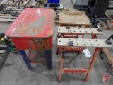 parts washer w/o pump, folding work bench, and work stand with ruined top