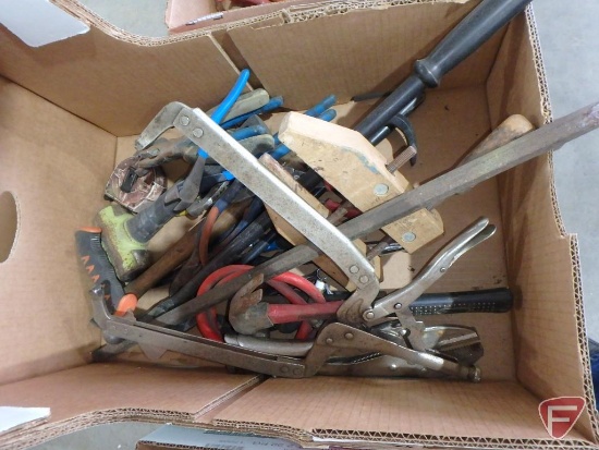 Pry bars, locking pliers, claw hammer, measuring tape, 1/2" ratchet and more