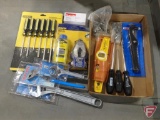 Irwin straight line, Stanley screwdriver set, Stabila level, Channellock adjustable wrenches