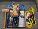 Hacksaw blades, Johnson torpedo level, Coleman trouble light, Channellock tongue in groove pliers