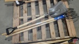 (3) pitchforks and shovel