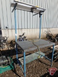 Metal work table with work light and air lines