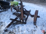 Steel wheel running gear, wood is rotten and split in half