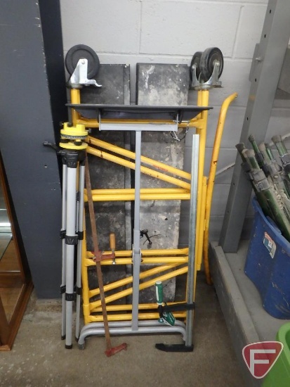 Scaffolding, portable work support, work tripod, long-bar clamps