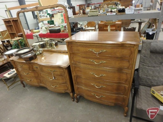 3-pc bedroom set: dresser with mirror 57"W x 21"D x 63"H, chest of drawers 37"W x 21"D x 49"H,