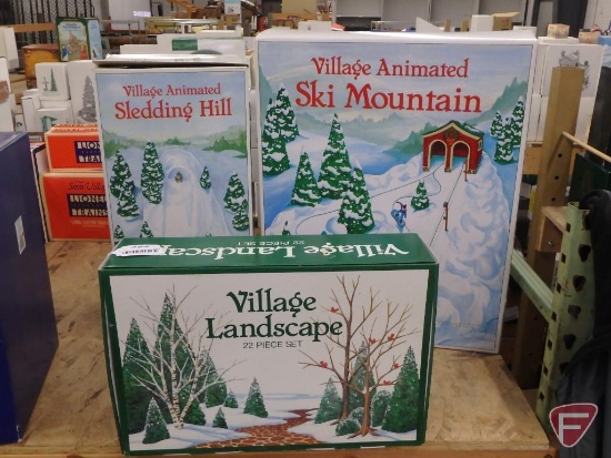 Dept 56, Ski Mountain, Sledding Hill and Village Landscape. 3 pcs