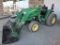 2008 John Deere 4120 mid sized MFWD wide front tractor with loader, 4,998 hrs.