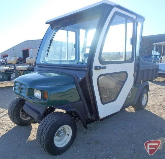 2008 MPT1200 gas utility vehicle with cab and manual poly dump box, green