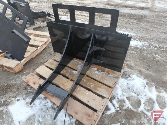 Earth Beaver skid steer attachment with universal quick attach mount, (2) 35" x 5/8" teeth