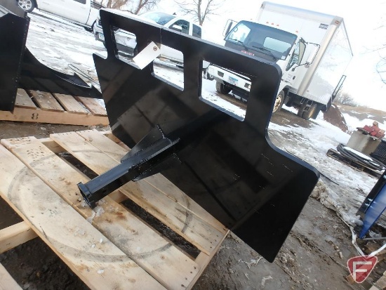 Heavy duty trailer spotter/mover skid steer attachment, 2" receiver