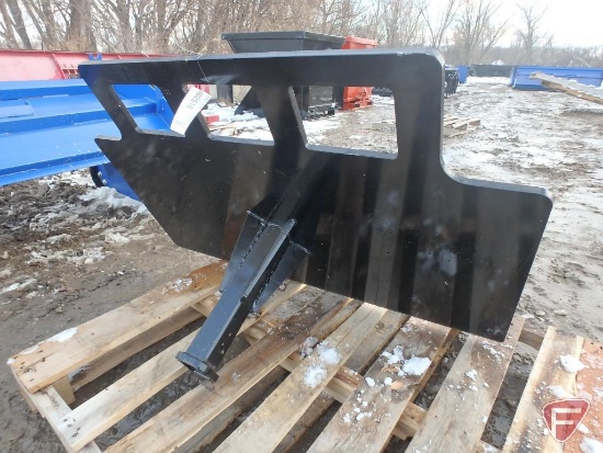 Heavy duty trailer spotter/mover skid steer attachment, 2" receiver