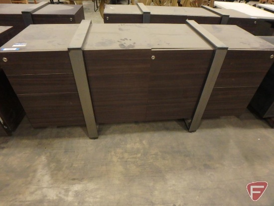 2-Door, 6-drawer storage cabinet with push release drawers and wrap around steel legs