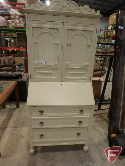 3-Drawer, 2-door painted secretary desk