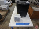 Royal SC120 paper shredder, Honeywell HZ-315 electric heater, and coffee table