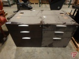 (2) 3-Drawer wood file cabinets/desk base