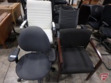 (3) Office chairs on rollers and (1) reception chair