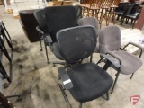 (3) Office reception chairs and (3) office chairs on rollers