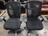 (2) Office chairs on rollers with 5 adjustment knobs