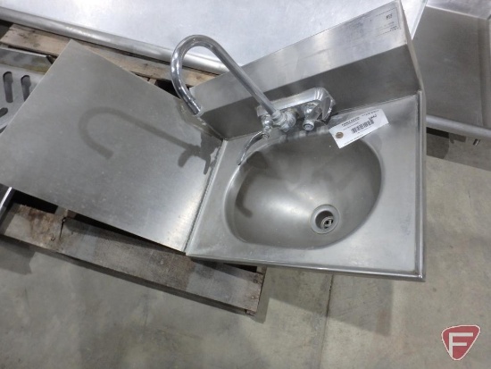 Stainless steel hand wash sink with 6" backsplash and 16"corner guard