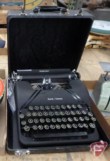 Vintage advertising, Smith Corona typewriter, ceramic canisters. 3 boxes and typewriter