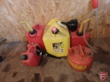 5 gallon diesel fuel can, other gas cans, and funnels