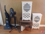 Eureka vacuum, fans, table, (2) pie safes