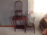 (2) child's chairs, end table, and 5 gallon glass water jug
