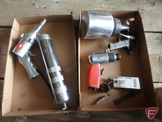 Husky pneumatic chisel, grease gun, and paint gun