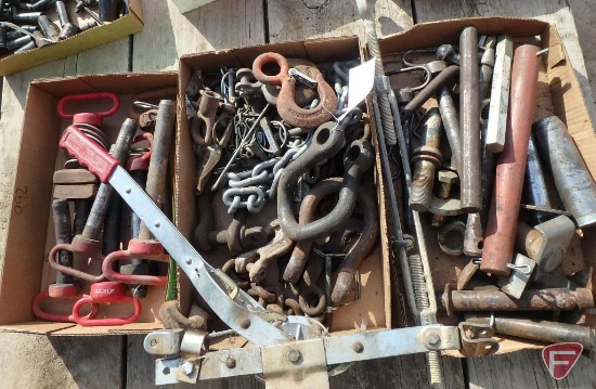 Come-along, hitch pins, chain hooks, clevises